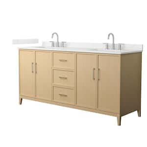 Elan 72 in. W x 22 in. D x 35 in. H Double Bath Vanity in White Oak with Giotto Quartz Top