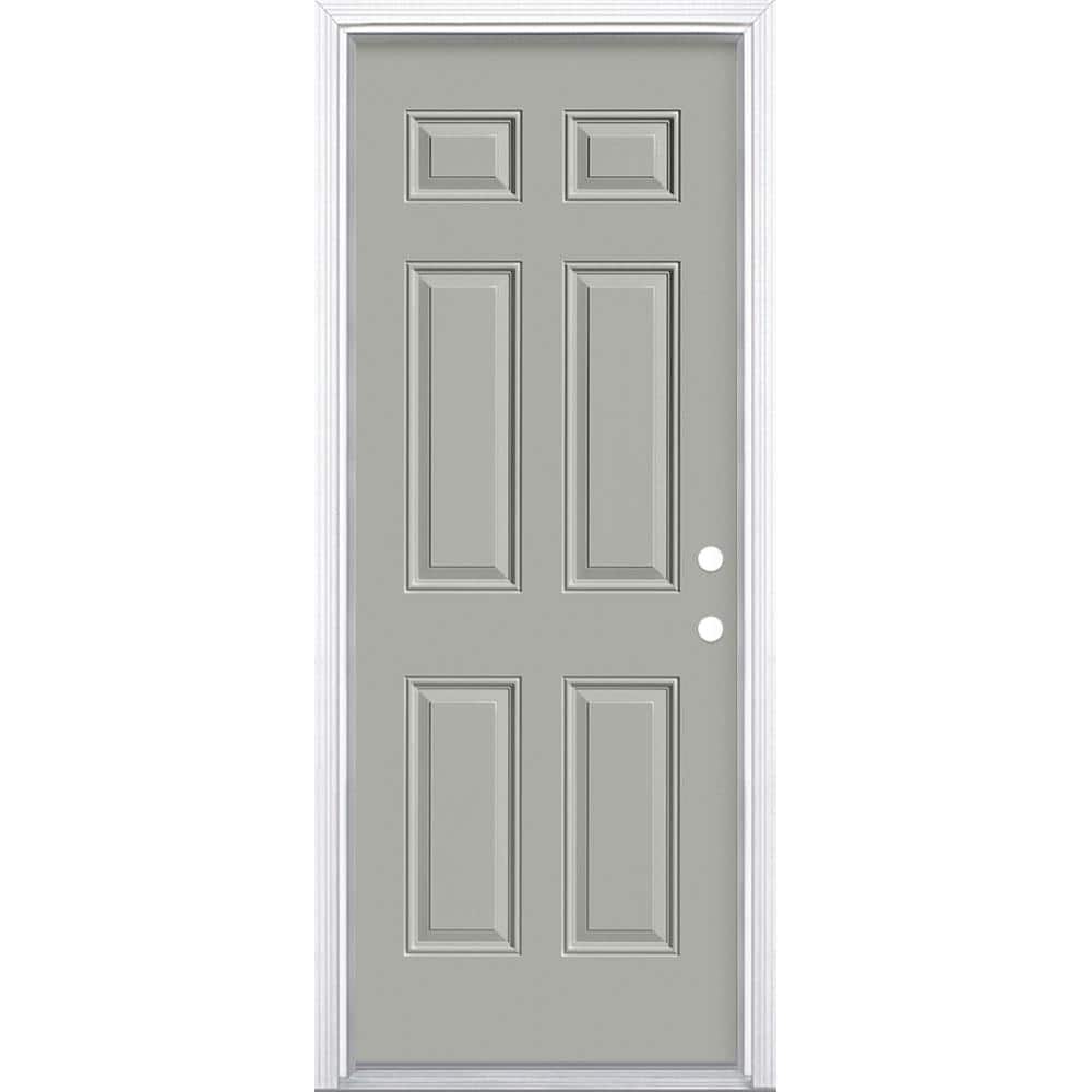 30 in. x 80 in. 6-Panel Left Hand Inswing Painted Steel Prehung Front Exterior Door with Brickmold price history on PriceWatchPro