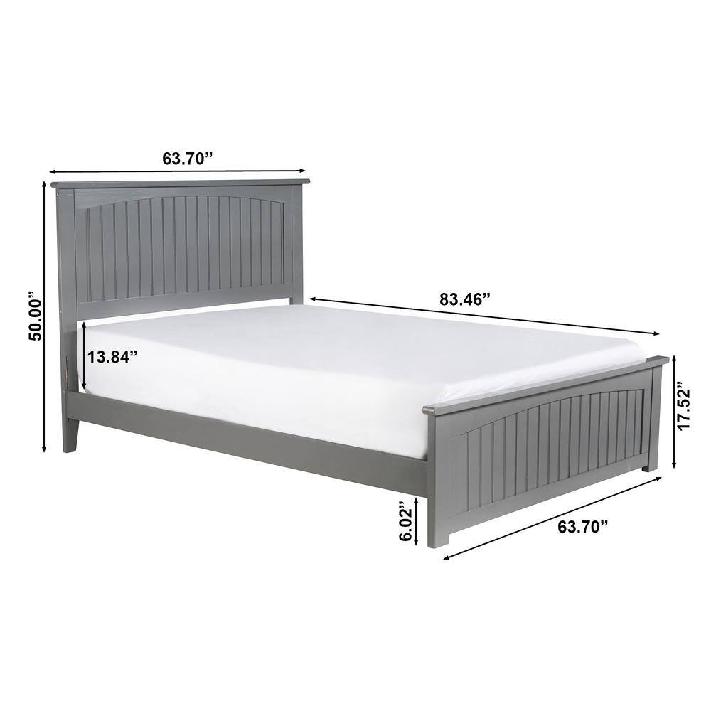 Nantucket Gray Queen Solid Wood Platform Bed with Slats