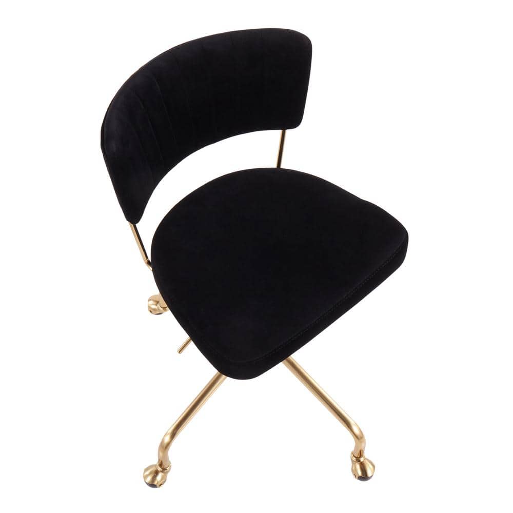 Tania Contemporary Black Velvet 28.5" Swivel Task Chair