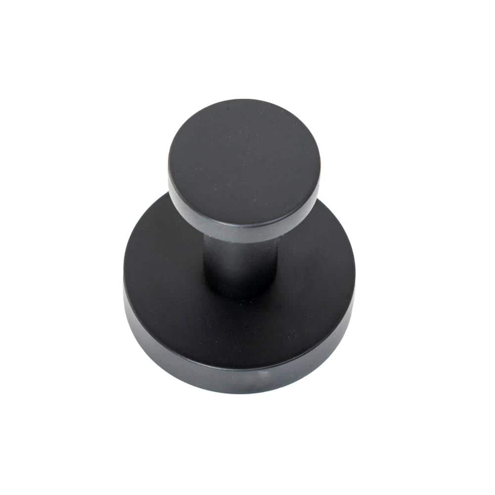 Matte Black Minimalist Brass Robe Hook with Circular Backplate