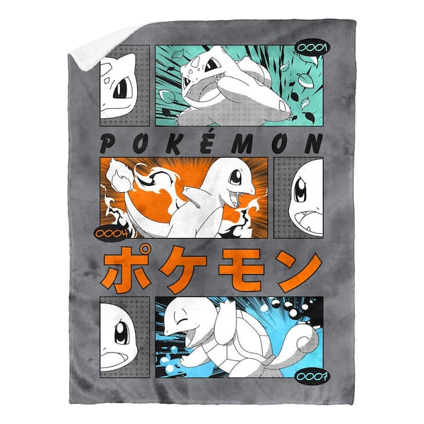 THE NORTHWEST GROUP Pokemon Grass, Fire, Water Mink Sherpa Multi-Colored Throw Blanket