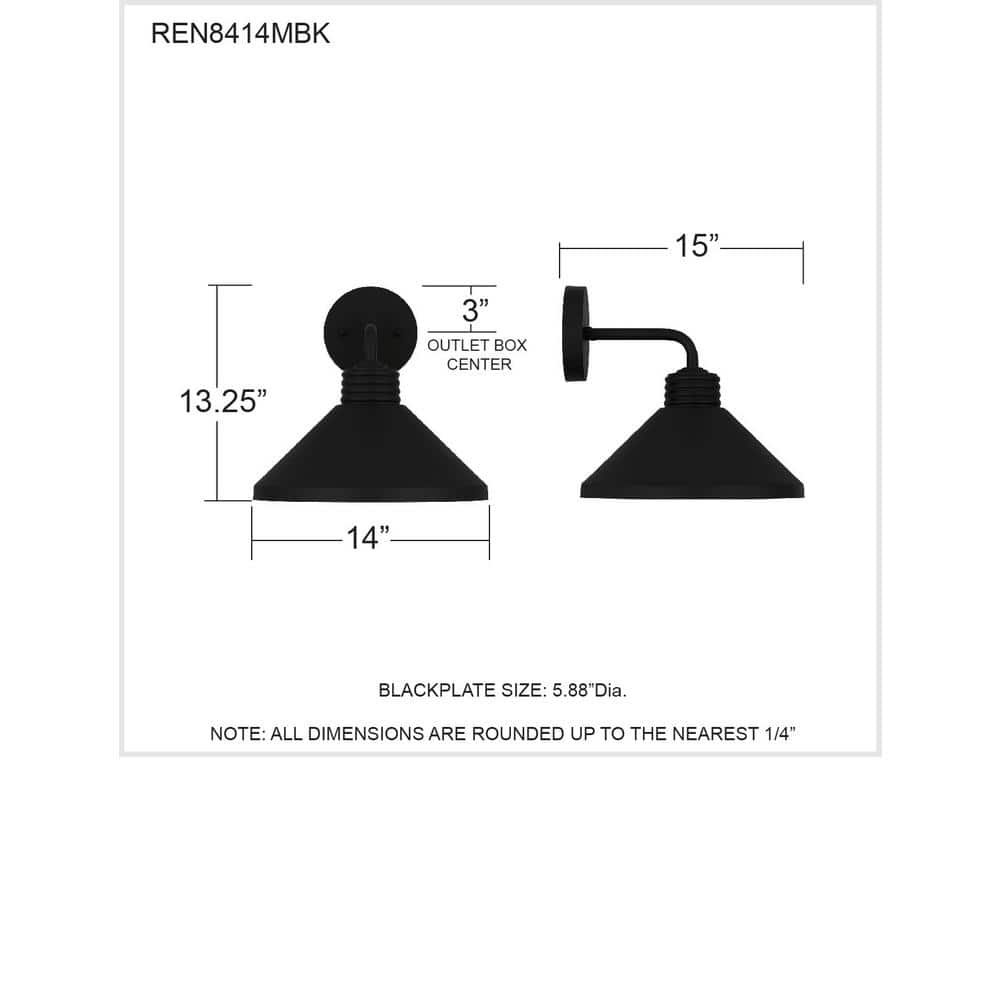 Rencher Matte Black Industrial Outdoor Wall Sconce