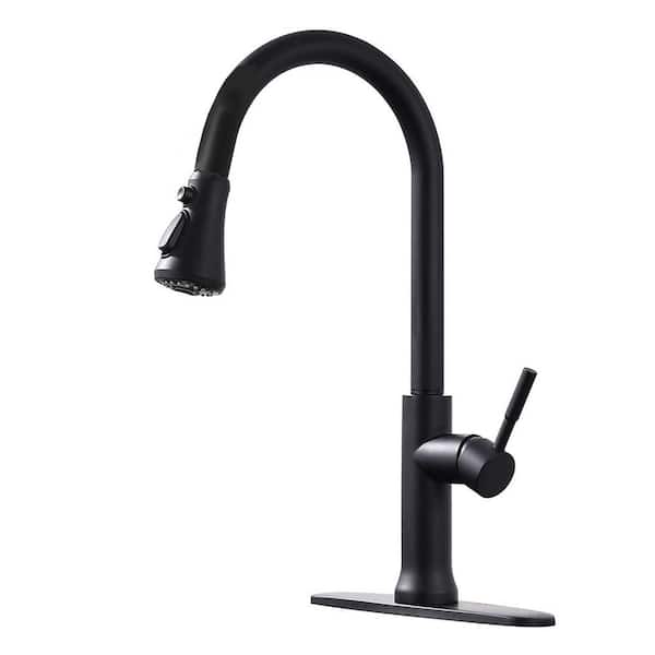 Single Handle Pull Down Sprayer Kitchen Faucet with Advanced Spray in Matte Black