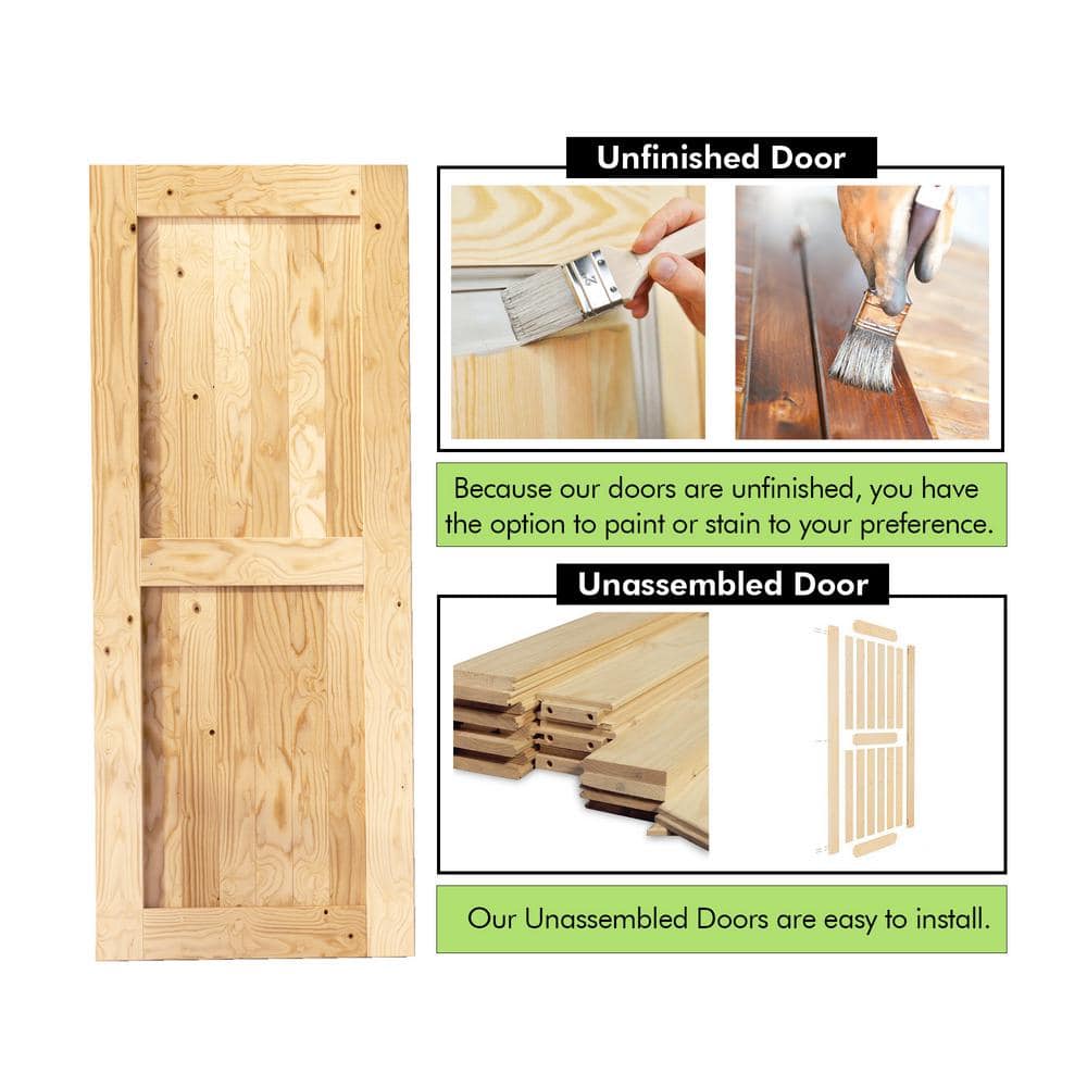 Unfinished Solid Pine Wood 36" x 80" Barn Door