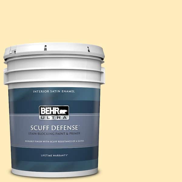 BEHR ULTRA 5 gal. #P290-1 Soft Buttercup Extra Durable Satin Enamel Interior Paint & Primer