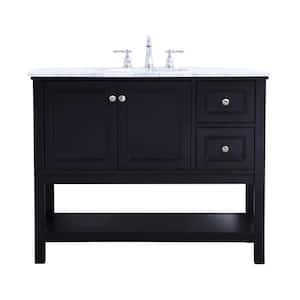 Simply Living 42 in. W x 22 in. D x 33.75 in. H Bath Vanity in Black with Carrara White Marble Top