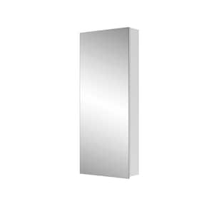 15 in. W x 36 in. H Silver Rectangular Single-Door Recessed or Surface Mount Wall Bathroom Medicine Cabinet with Mirror
