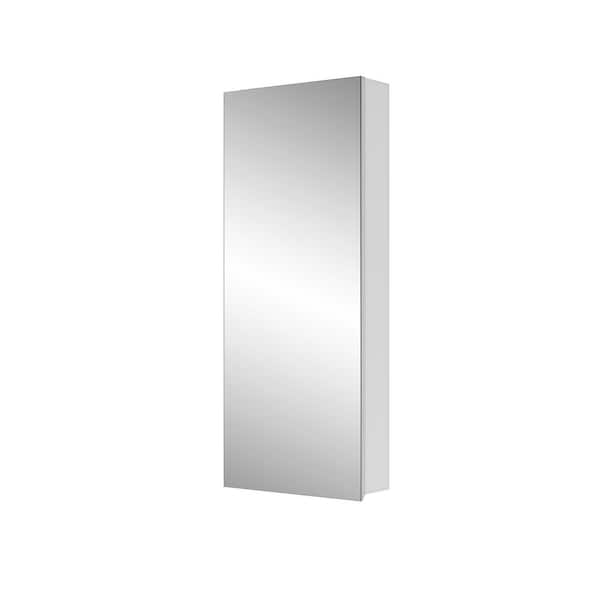 Amucolo 15 in. W x 36 in. H Silver Rectangular Single-Door Recessed or Surface Mount Wall Bathroom Medicine Cabinet with Mirror