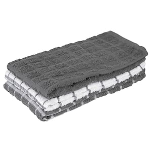 T-fal Grey Plaid Solid and Check Parquet Woven Cotton Kitchen Towel (Set of  2) 60954A - The Home Depot