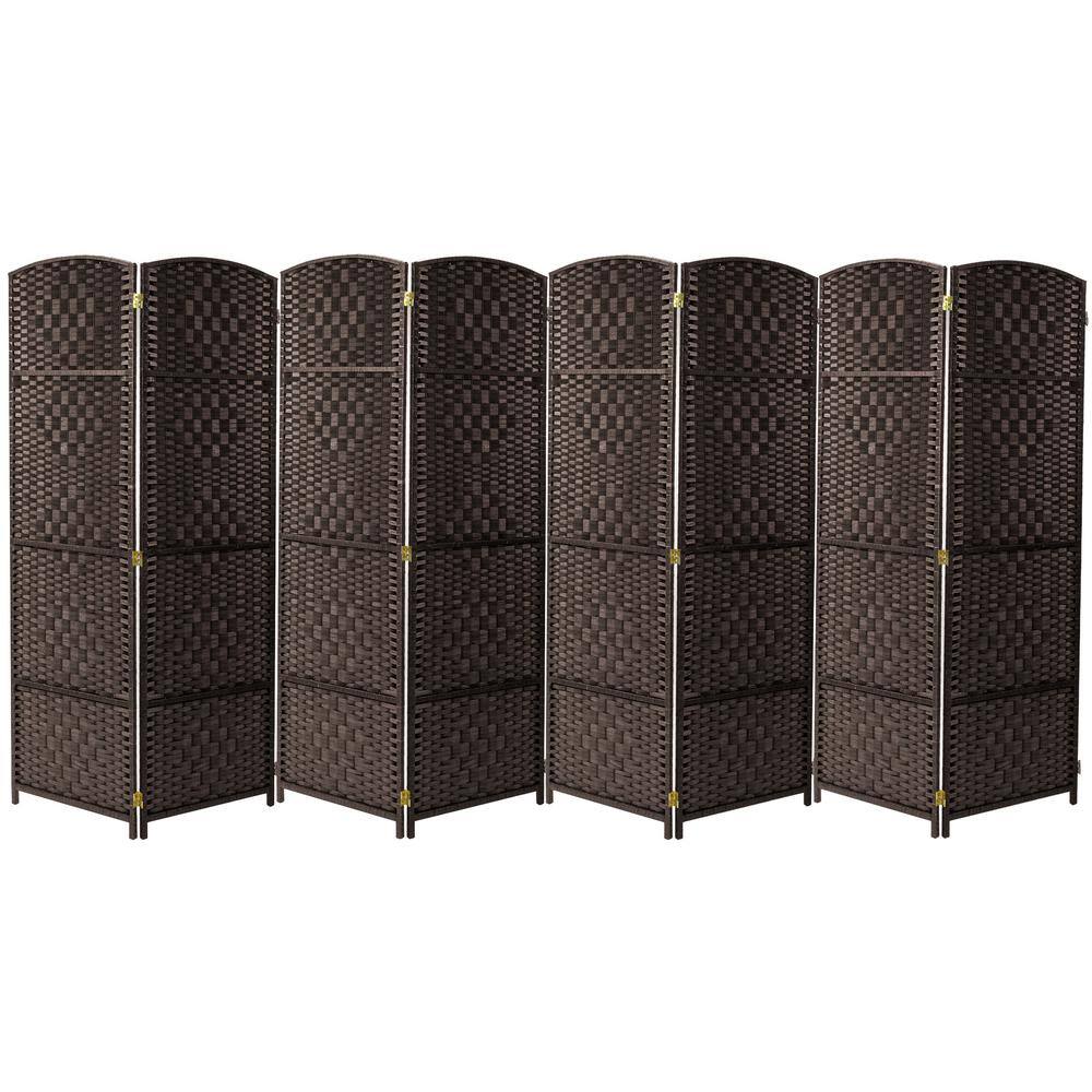 8-Panel Room Divider 6 ft. Tall, Double Hinged Privacy Screen Panels, Parti