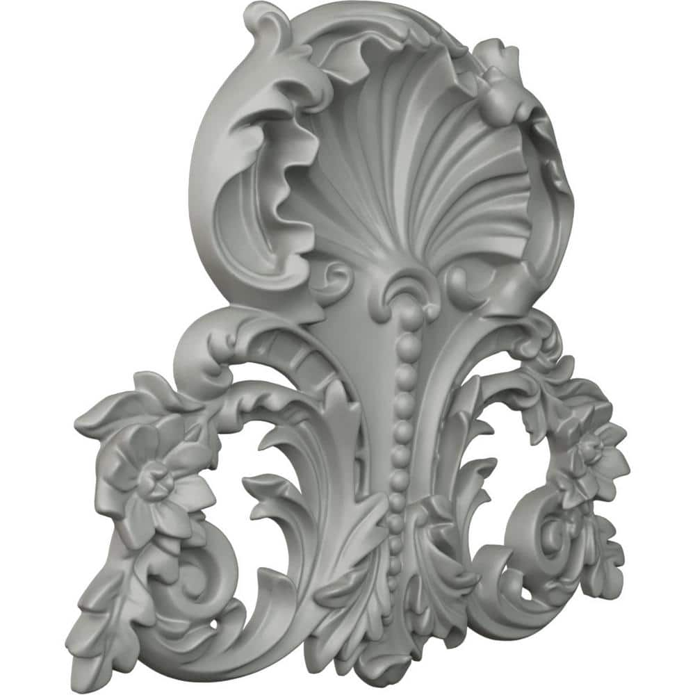 White Polyurethane Shell Center Onlay Scroll 10.5'' H x 12'' W