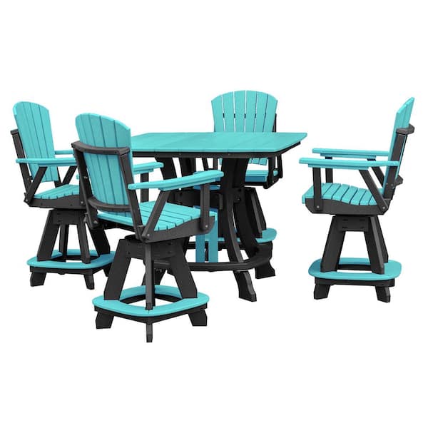 Adirondack Series Black 5 Piece Poly Resin Square Counter Height Outdoor Dining Set