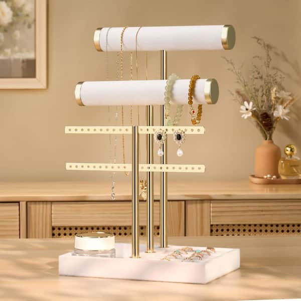 White 8.3 in. x 12.2 in. Metal Modern Jewelry Organizer Stand