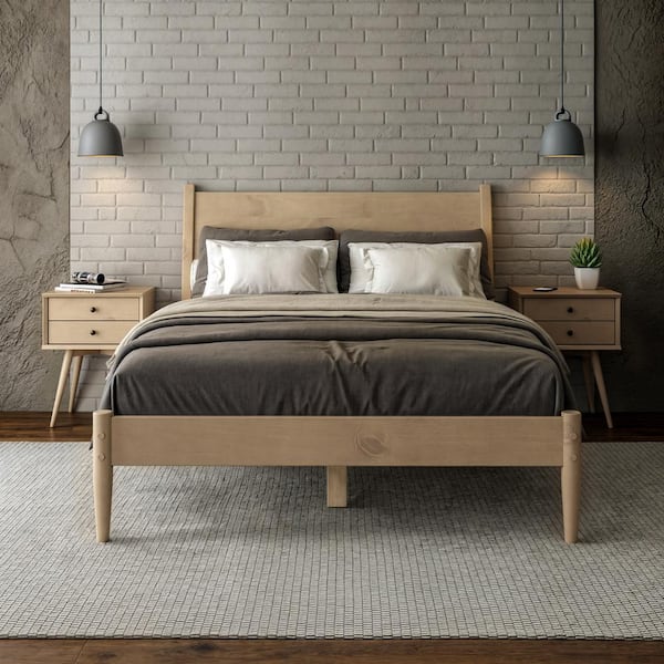 Camaflexi Mid Century Panel Bed Full Size Light Oak MD2211