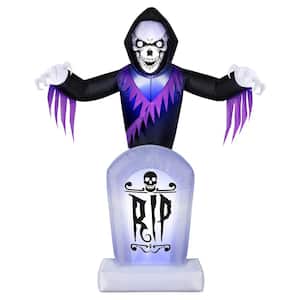8 ft. Tall Halloween Animated Inflatable Reaper Behind Tombstone