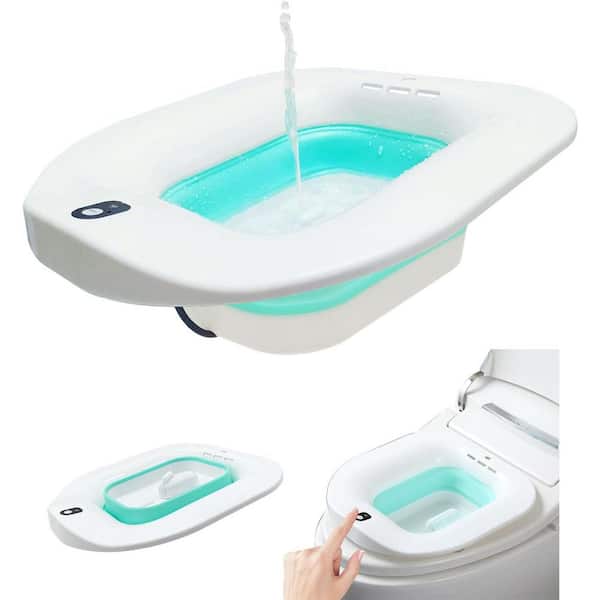 Electric Sitz Bath Automatic Flushing Foldable Bidet Basin for Hemorrhoid Relief Green 14.84in L x 13.5in W x 2.2in H