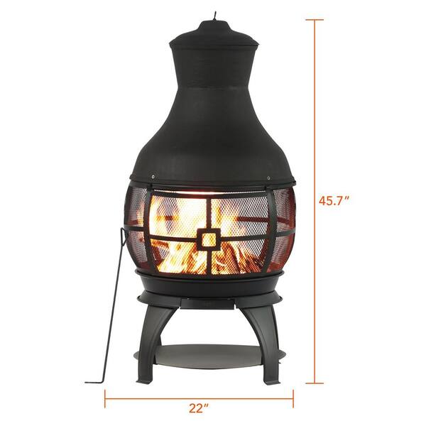 Chiminea Fireplace Outdoor Patio Fire Pit Wood Burning Heater Cast Iron Yard for sale online 