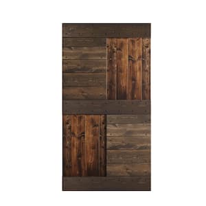 S Series 42 in. x 84 in. Kona Coffee/Smoky Gray Knotty Pine Wood Barn Door Slab