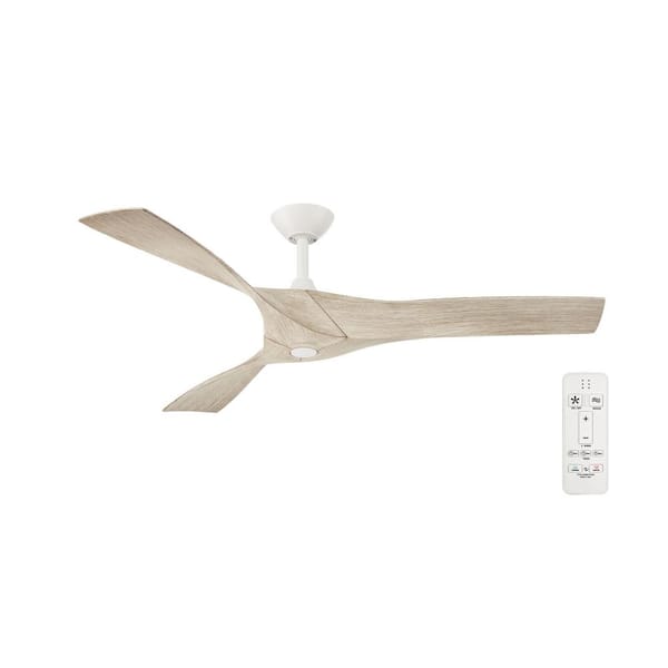 Hampton Bay Blaire 52 in. Indoor/Outdoor White Ceiling Fan with Natural and Warm White Blades