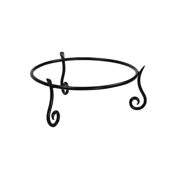 14.75 in. Dia Black Powder Coat Short Ring Stand II for Planter Birdbath Gazing Ball