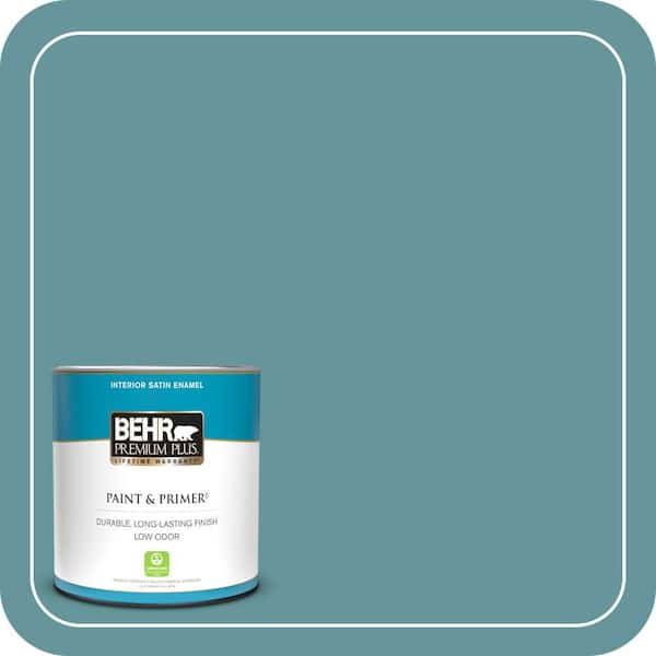 BEHR PREMIUM PLUS 1 qt. #MQ6-33 Vintage Teal Satin Enamel Low Odor Interior Paint & Primer