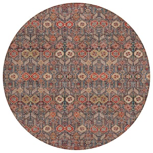 Chantille ACN574 Red 8 ft. x 8 ft. Round Machine Washable Indoor/Outdoor Geometric Area Rug