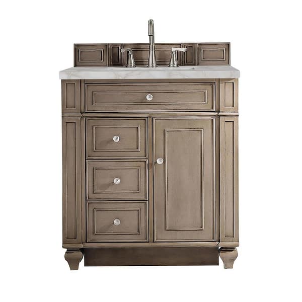 James Martin Vanities Bristol 30.0 in. W x 23.5 in. D x 34.0 in. H Bathroom Vanity in Whitewashed Walnut with Victorian Silver Top