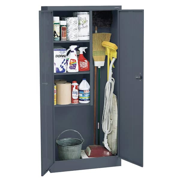 Supply Series 30 in. W x 66 in. H x 18 in. D 24-Gauge 4-Shelf Steel Freestanding Garage Storage Cabinet in Charcoal