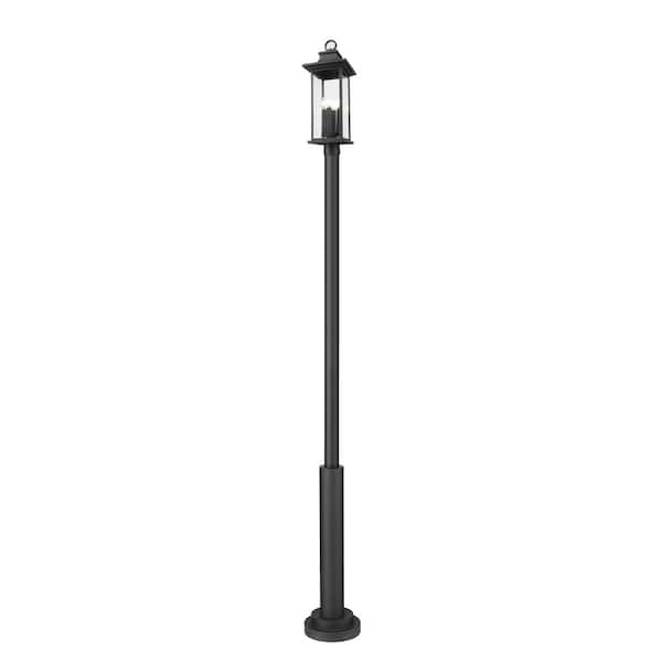 Tiberius 4 Light Black Aluminum Hardwired Weather Resistant Outdoor Post Light Set with No Bulbs Included