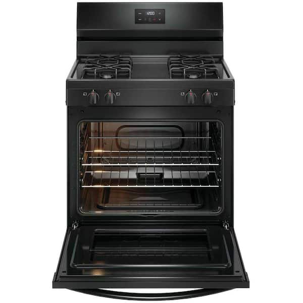 30 in. 4-Burner Freestanding Gas Range in Black with Even Baking Technology