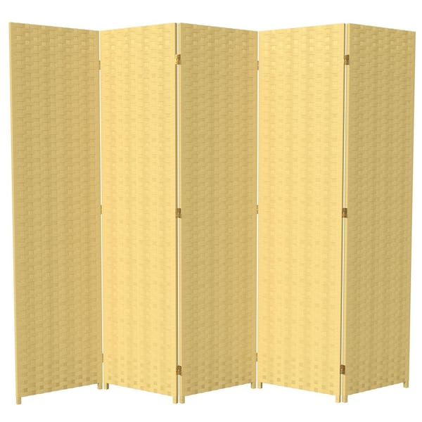 Oriental Furniture 6 ft. Dark Beige 5-Panel Room Divider