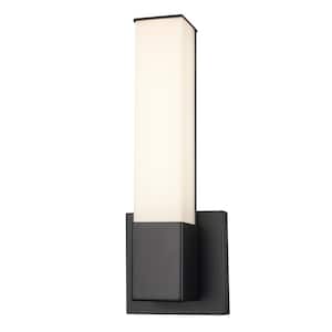 Saavy Integrated LED Black Indoor Wall Sconce Light Fixture with Rectangular Acrylic Shade