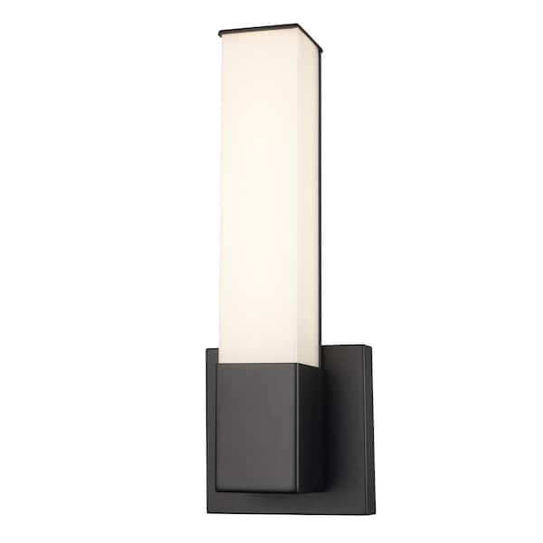 Bel Air Lighting Saavy Integrated LED Black Indoor Wall Sconce Light Fixture with Rectangular Acrylic Shade