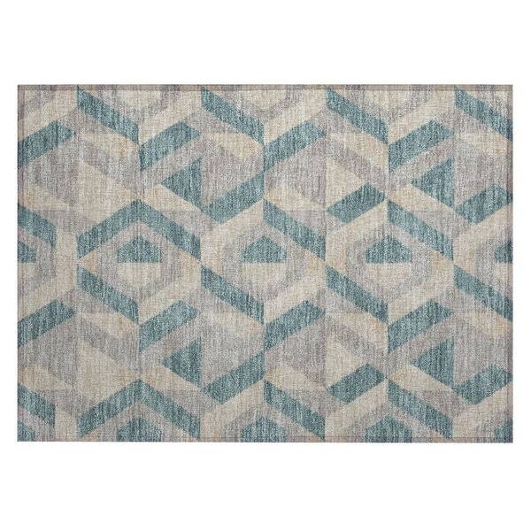 Chantille Machine Washable Indoor/Outdoor Abstract ACN2962 Teal 3 ft. x 4 ft. Area Rug