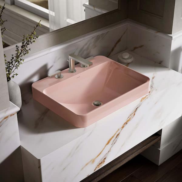 Vox 23 in. Rectangular Drop-In Vessel Bathroom Sink in 150th Peachblow