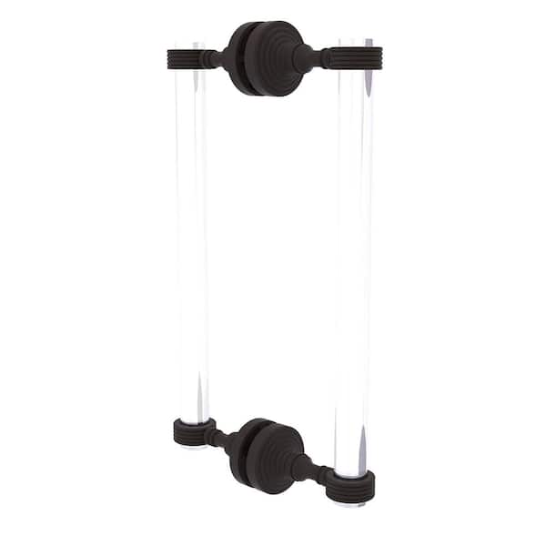 Allied Brass Pacific Grove 12 in. Back to Back Shower Door Pull with Groovy Accents in Oil Rubbed Bronze