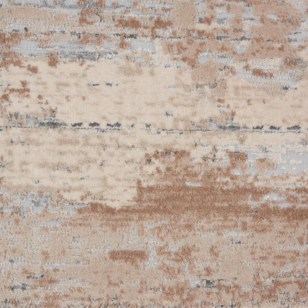 Abstract Textured Modern Beige 9'3" x 12'9" Synthetic Area Rug