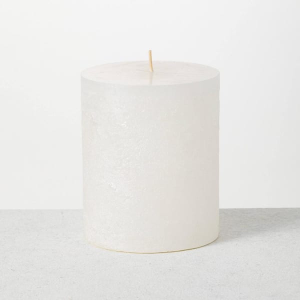 Vance Kitira 4.5 in. White Ritz Timber Pillar Candle
