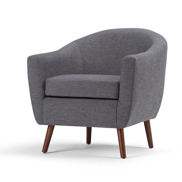 Simpli Home Roundstone Slate Grey Fabric Arm Chair