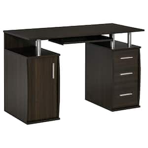 47.25 in. W Black Computer Desk with Keyboard Tray and Storage Drawers