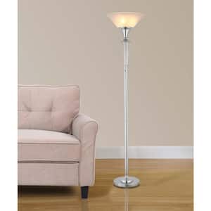 Crystal Suite Collection 70 in. 3-Light Modern Chrome LED Crystal Torchiere Floor Lamp with Dimmer