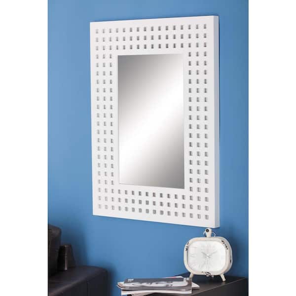 Litton Lane Medium Rectangle White Contemporary Mirror (36 in. H x 28 in. W)