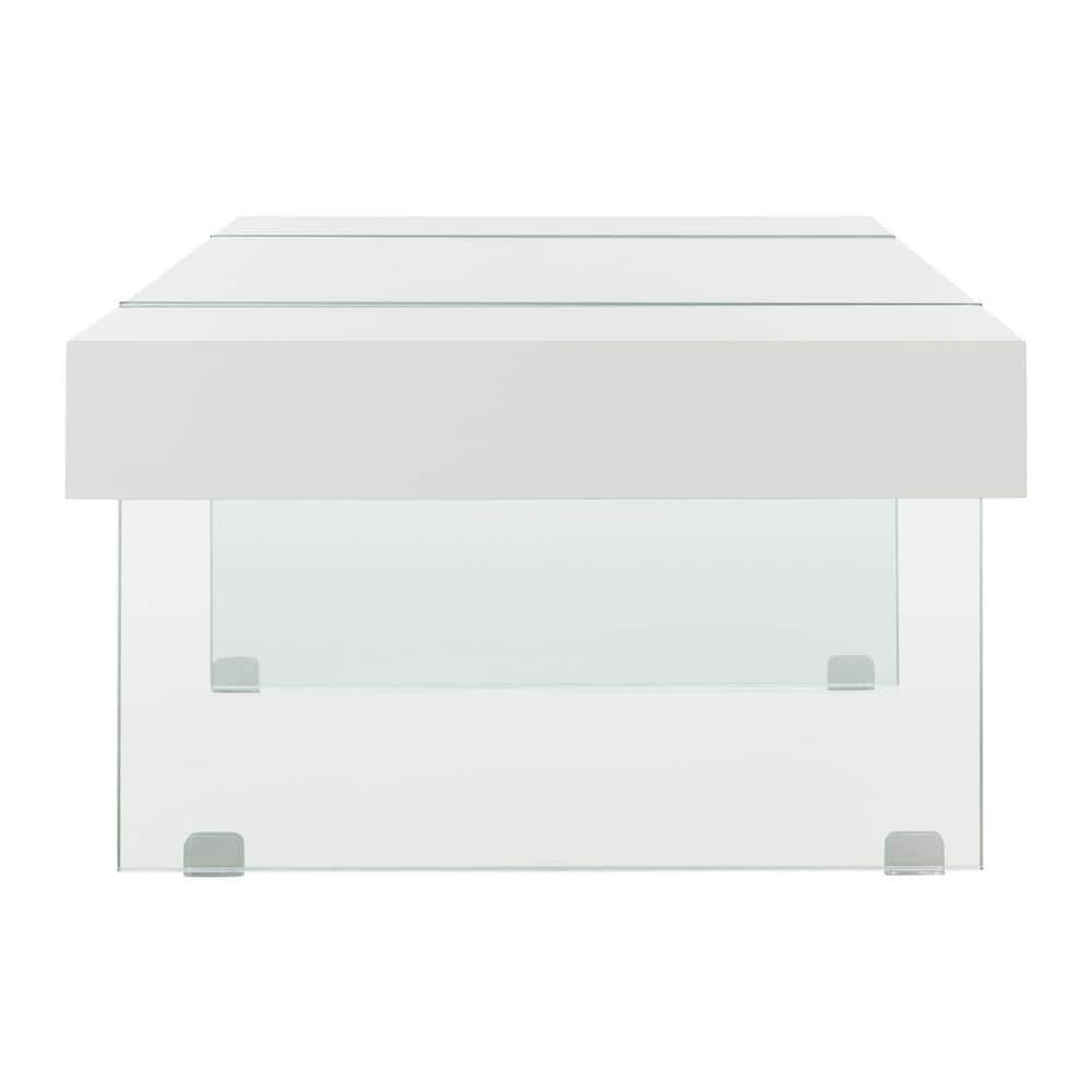 Jacob White Rectangular Glass Leg Modern Coffee Table