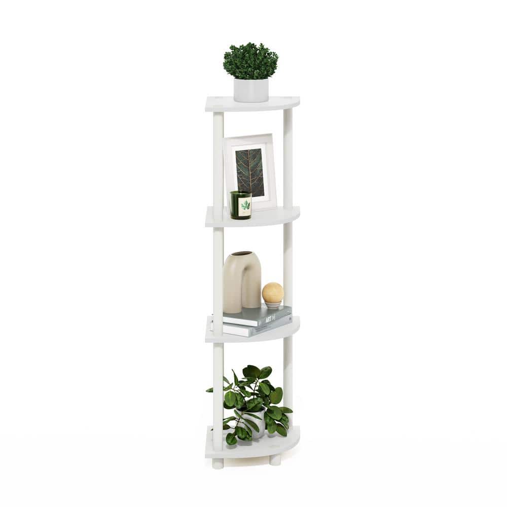 White Composite Wood 4-Tier Corner Display Rack