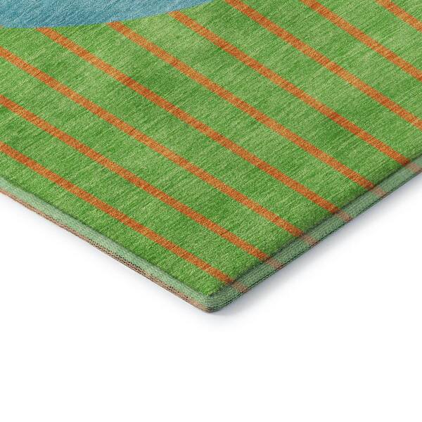 Mayfield Premium Machine Washable Abstract AMF994 Lime 3 ft. x 4 ft. Area Rug