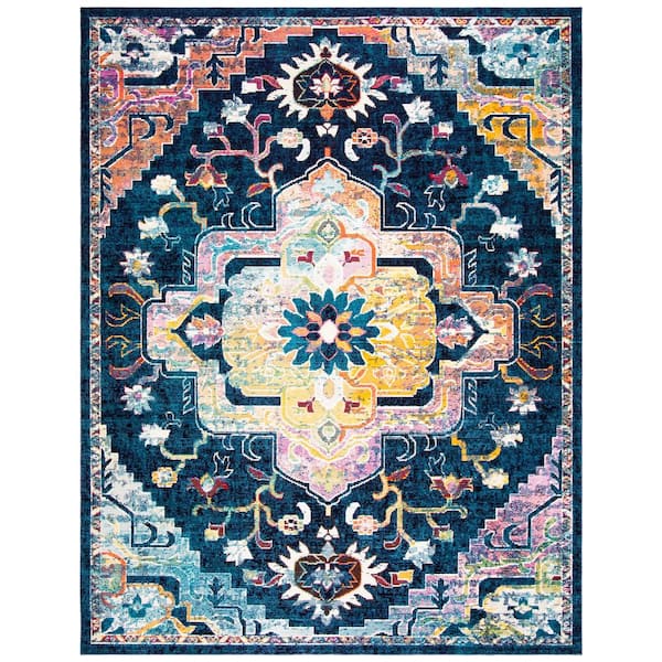 SAFAVIEH Crystal Navy/Fuchsia 8 ft. x 10 ft. Border Area Rug
