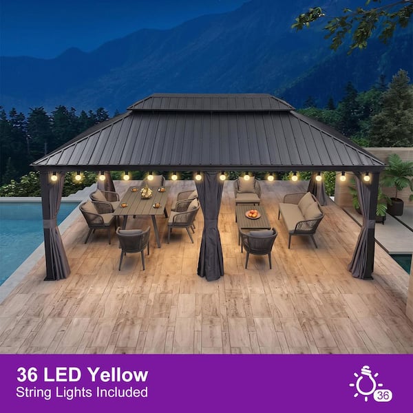 PURPLE LEAF 12 ft.x 20 ft.Gray Luxury Aluminum Frame Hardtop