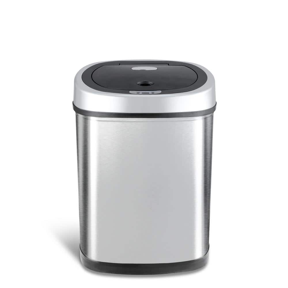 11.1 Gallon Silver Stainless Steel Touchless Motion Sensor Trash Can
