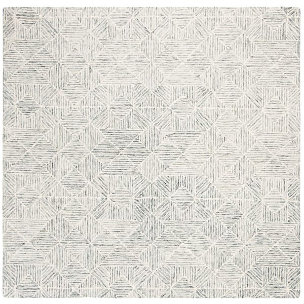SAFAVIEH Abstract Green/Ivory 4 ft. x 4 ft. Diamond Geometric Square Area Rug